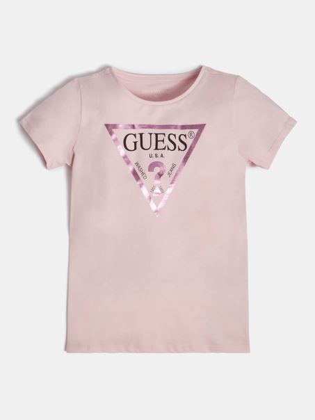 Tricou Cu Logo Triunghi Folie Guess Pink
