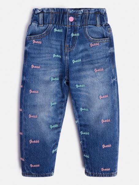 Pantaloni Din Denim Cu Logo Peste Tot Guess Blue