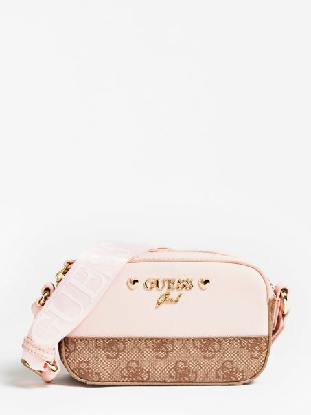Geantă Crossbody Cu Logo Guess Micole 4g ​​​​roz