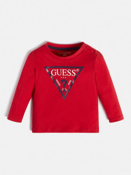 Guess Triunghi Cu Mâneci Cu Logo-ul Tricou Roșu