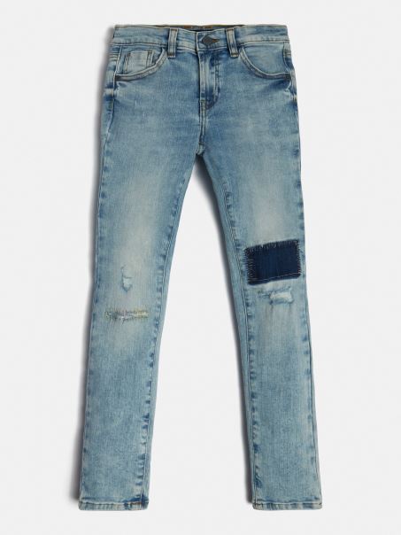 Pantaloni Skinny Fit Guess Din Denim Albastru