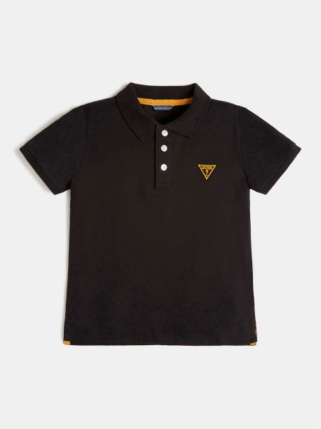 Polo Negru Cu Logo Guess în Față