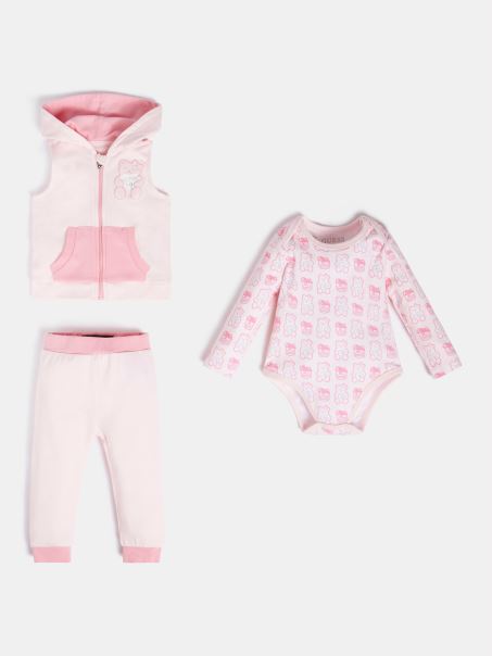 Vesta Cu Logo în Față și Corp și Pantaloni Guess Roz