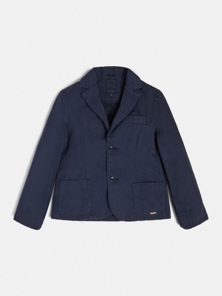 Blazer Albastru Din Amestec De Bumbac Guess