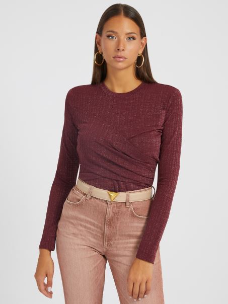 Detalii Lurex Pulover Top Gri Guess