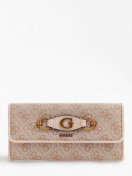 Guess Izzy 4g Logo Maxi Portofel Cremă