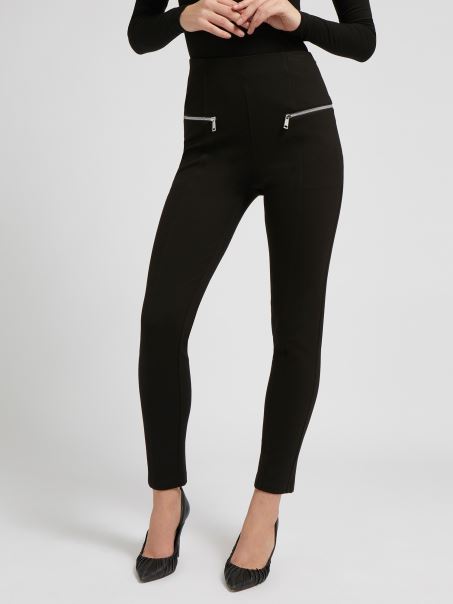 Leggings Negri Cu Fermoar Guess