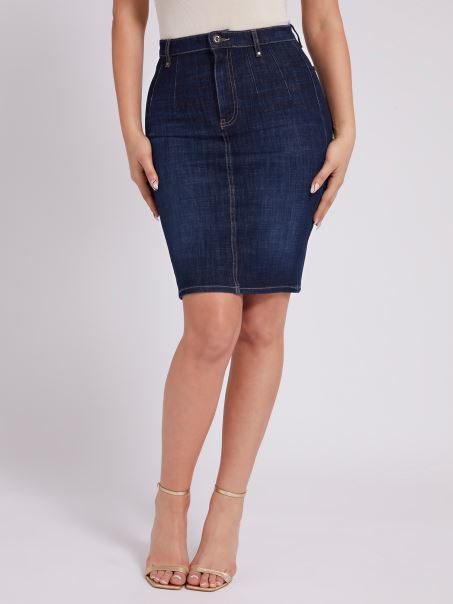 Crop De Călărie Guess Albastra Longuette Din Denim