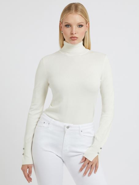 Guess Pulover Cu Gât țestoasă Alb