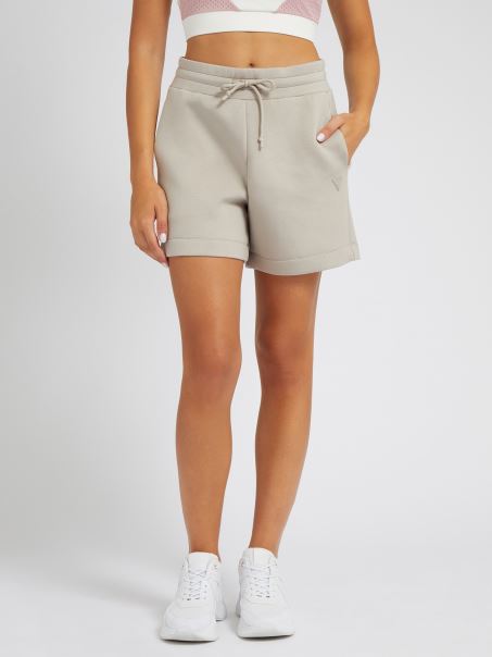 Pantaloni Scurți Cu Logo Lateral Bej Guess