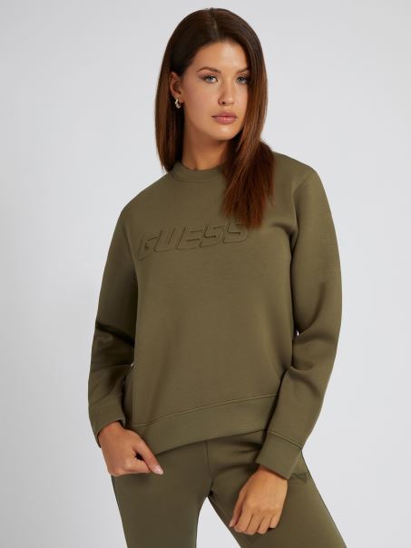 Hanorac Verde Cu Logo Guess în Față