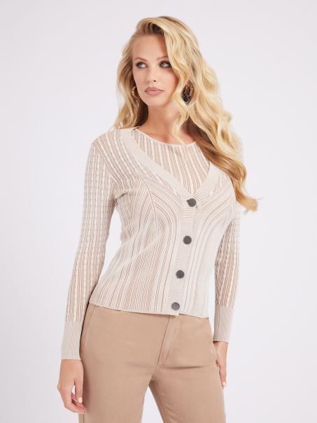 Cardigan în Amestec De Viscoză Guess White