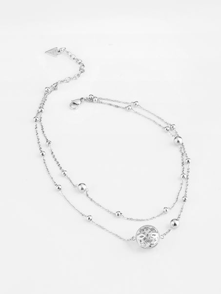 Colier Argintiu Guess 4g Logo Boule'