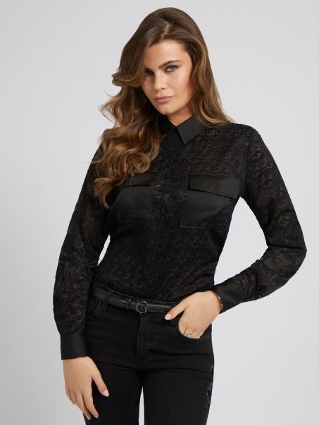 Cămașă Cu Imprimeu G Cub Negru Guess