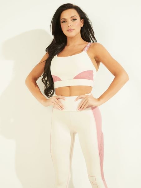 Sutien Activ Din Microfibră Albă Guess