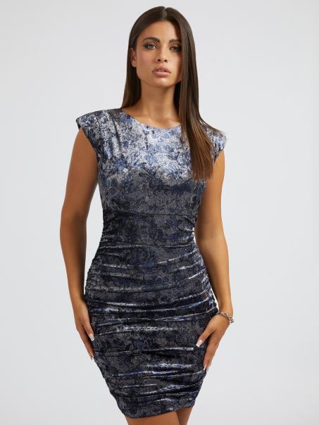 Guess Rochie Din Catifea Fantezie Florala