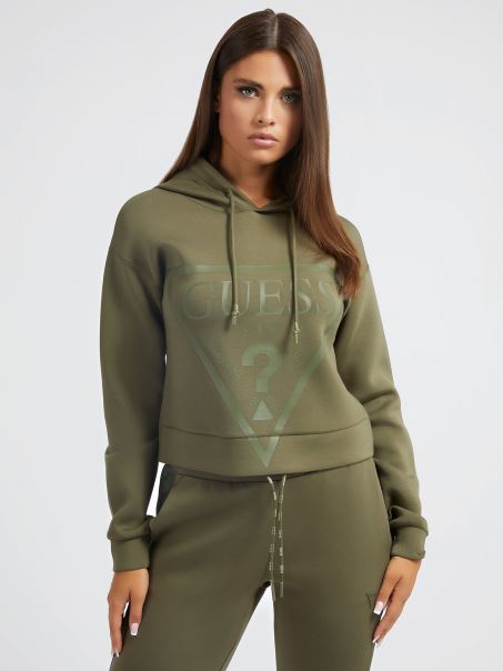 Hanorac Guess Cu Logo-ul Față Verde