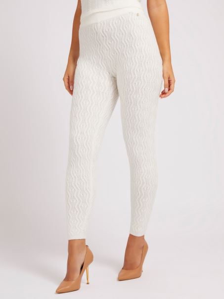 Guess Cabluri Pulover Jambiere Albe