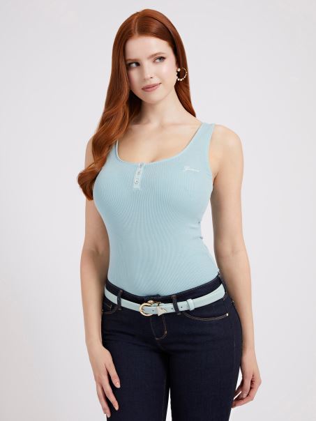 Guess Maiou Albastru Deschis Cu Nasturi Frontale