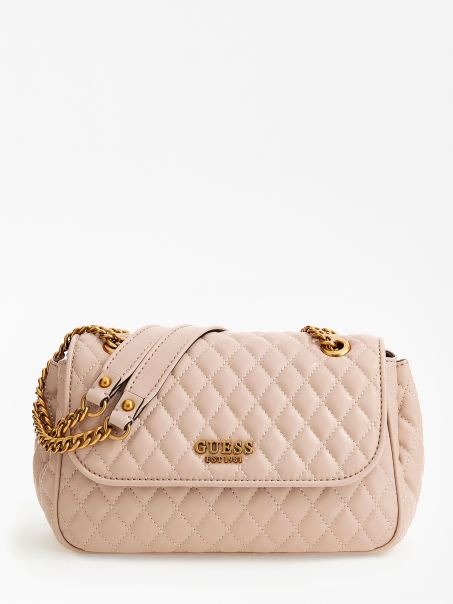 Geantă Crossbody Matlasată Guess Maila Bej