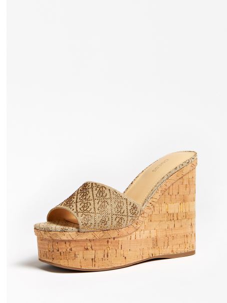 Catiae 4g Logo Wedge Mule Guess Bej