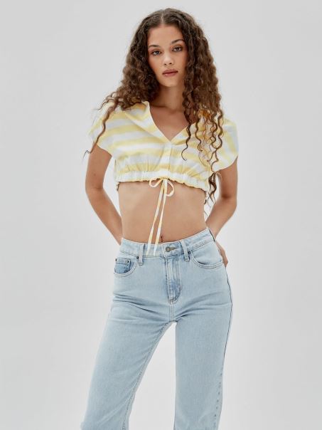 Guess Cămașă Cu Dungi Galbene