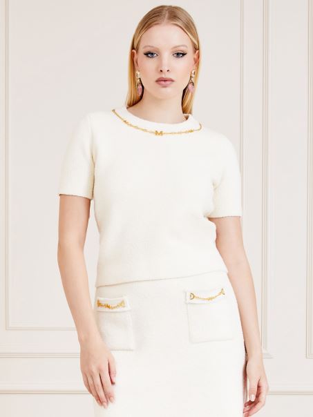 Bej Marciano Detaliu Lanț Pulover Top Guess