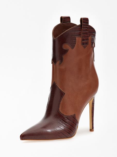 Botine Breann Din Piele Bej Guess