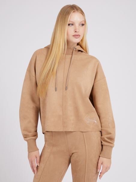 Hanorac Bej Din Piele Intoarsa Artificiala Guess