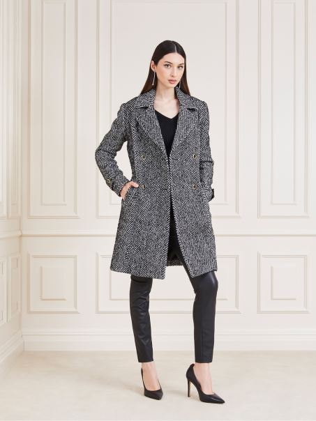 Palton Guess Marciano Heringbone Negru Multi