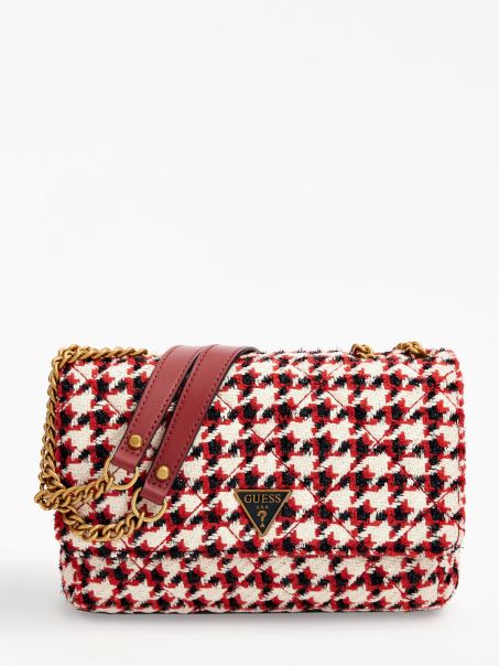 Geantă Crossbody Din Tweed Cessily Guess Negru