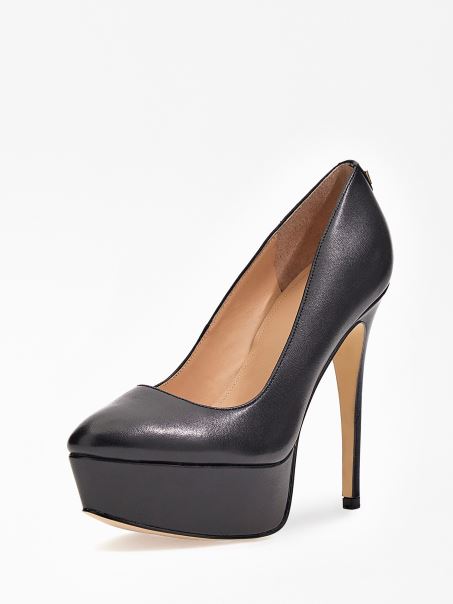 Pantofi Curti Guess Din Piele Naturala Neagra