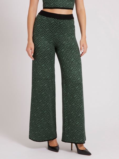 Pulover Verde Pantalon Picior Lat Guess