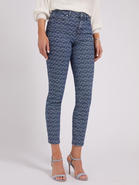 Pantaloni Din Denim Cu Logo Albastru Guess