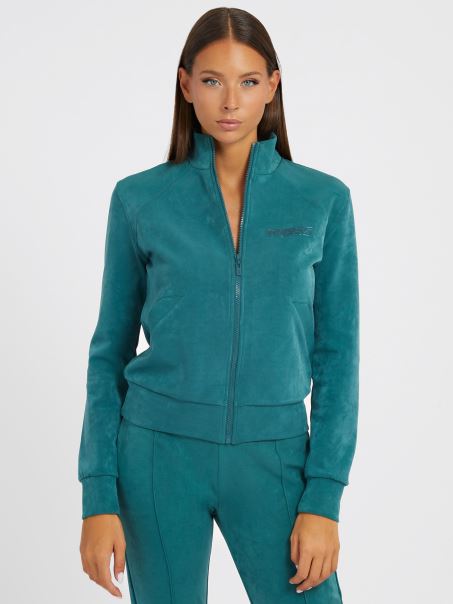 Hanorac Guess Din Piele Intoarsa Artificiala Verde