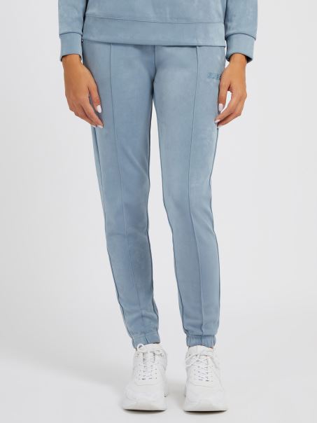 Pantaloni De Jogger Albastru Din Piele Intoarsa Artificiala Guess