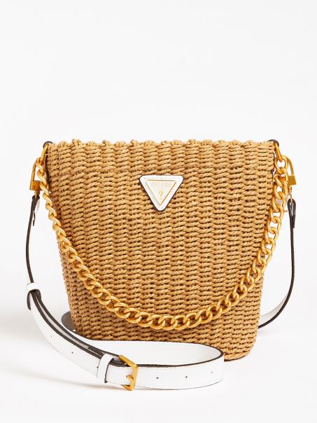 Geantă Găleată Mini Rafia Lilica Guess White