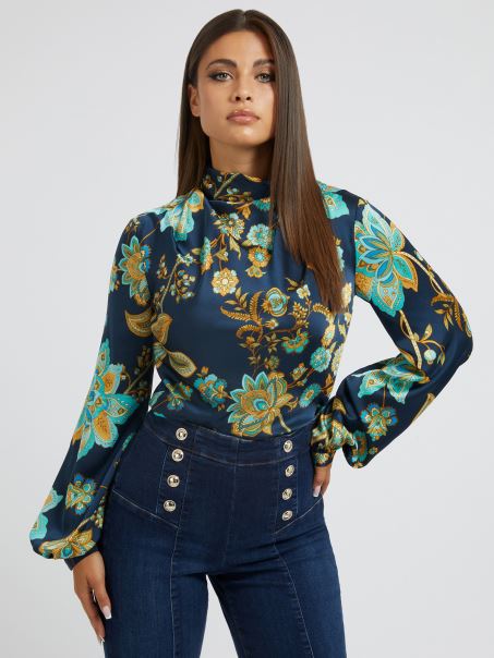 Bluză Cu Imprimeu Peste Tot Guess Blue Multi