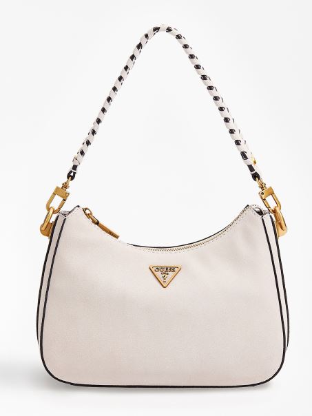 Geantă De Umăr Mini De Piele De Căprioară Kaoma Albă Guess