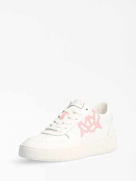 Adidași Sidny Din Piele Naturală Alb Guess