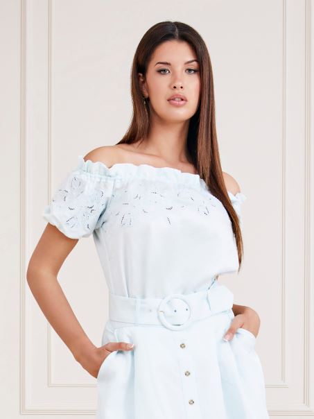 Top Cu Umeri Marciano Guess Albastru Deschis