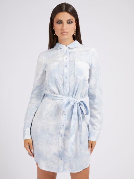 Rochie Chemisier Cu Curea Guess Albastră