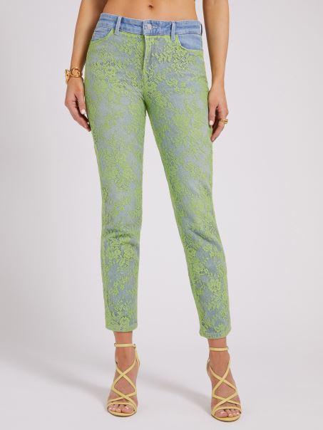 Pantaloni Din Denim Din Dantelă Guess