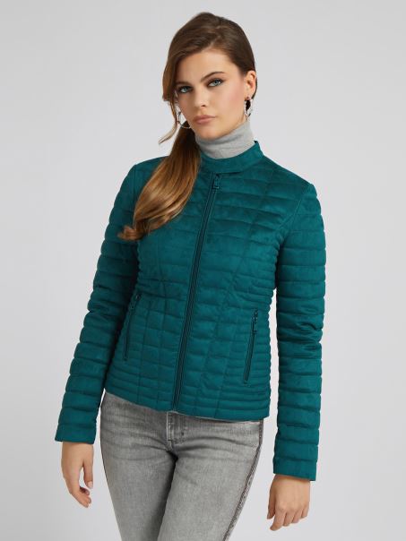 Guess Puf Din Piele Intoarsa Artificiala Albastru