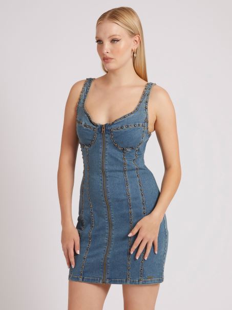 Rochie Din Denim Cu împânzire Guess