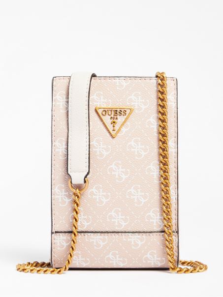 Geantă Crossbody Mini Guess Noelle 4g ​​​​logo Roz
