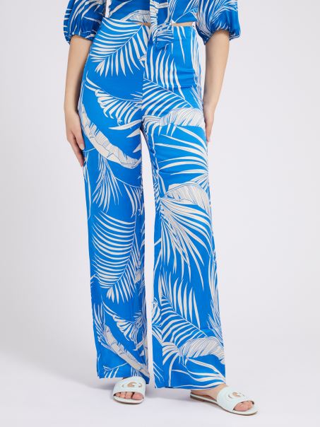 Guess Peste Tot Imprimeu Pantalon Albastru Multi