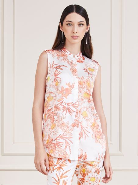 Guess Marciano Cămașă Cu Imprimeu Portocaliu