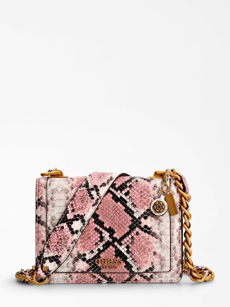 Guess Mini Crossbody Cu Imprimeu Abey Python Multi Roz
