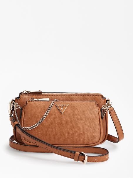 Geantă Guess Roșie Alexie Saffiano Mini Crossbody